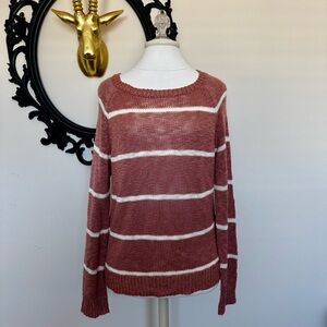 Rag Poets Striped Sweater - Rust and White